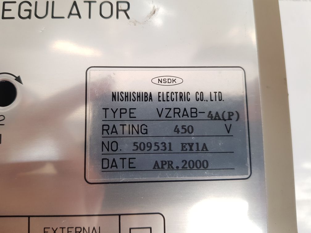 NISHISHIBA ELECTRIC VZRAB-4A (P) AUTOMATIC VOLTAGE REGULATOR