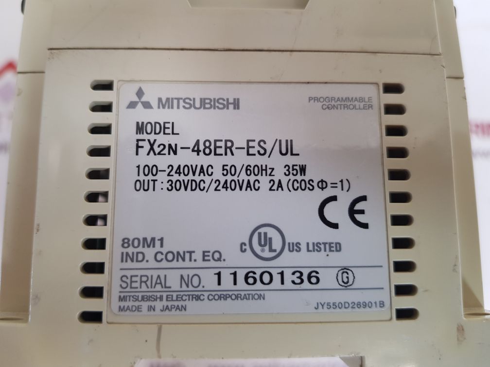 MITSUBISHI FX2N-48ER-ES/UL PROGRAMMABLE CONTROLLER JY550D26901B