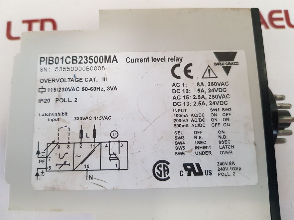 CARLO GAVAZZI PIB01CB23500MA CURRENT LEVEL RELAY