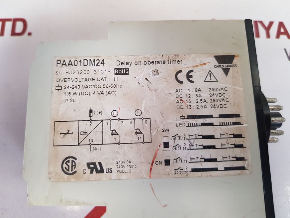 CARLO GAVAZZI PAA01 DELAY ON OPERATE TIMER PAA01DM24