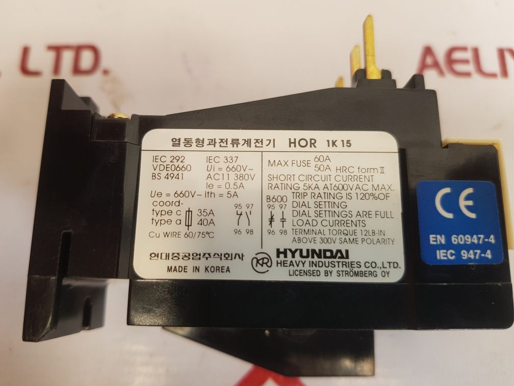 HYUNDAI HOR 1K 15 THERMAL OVERLOAD RELAY