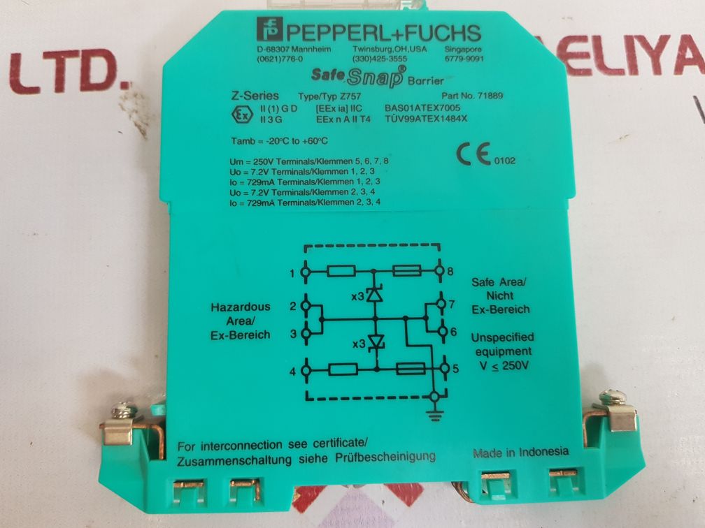 PEPPERL+FUCHS Z-SERIES Z757 SAFE SNAP BARRIER 71889