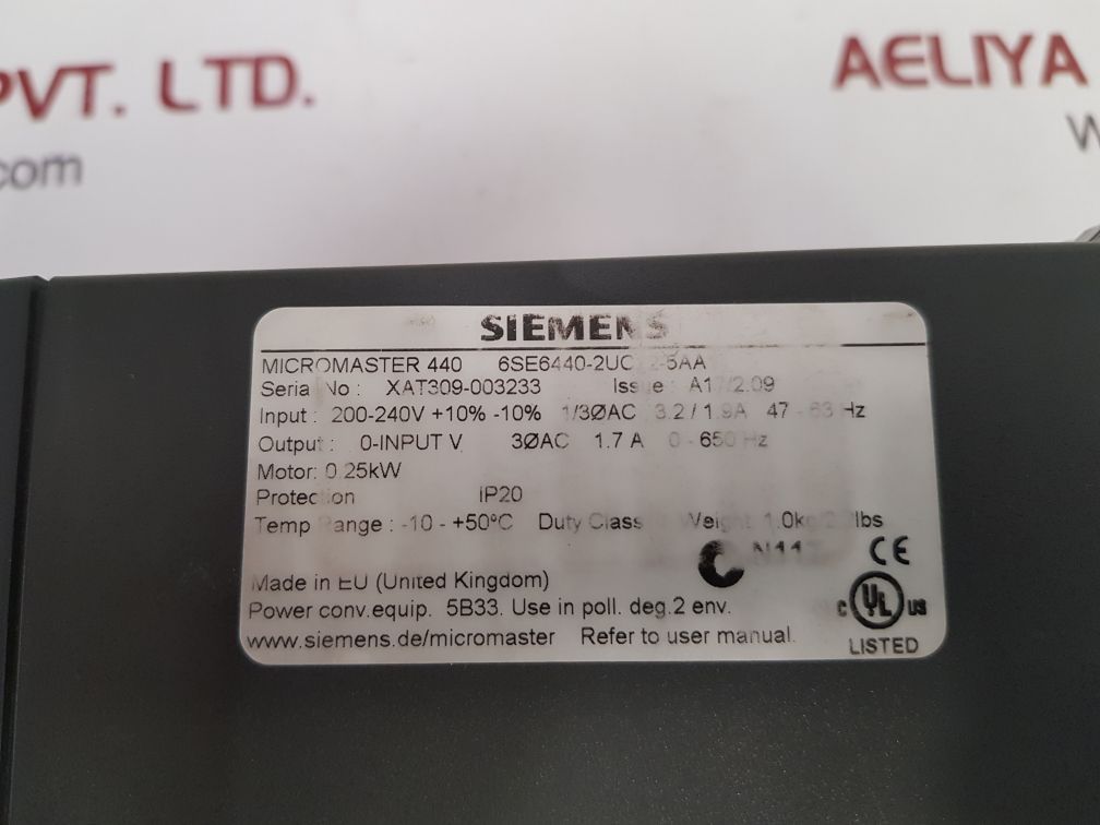 SIEMENS 6SE6440-2UC12-5AA1 MICROMASTER AC DRIVE 440