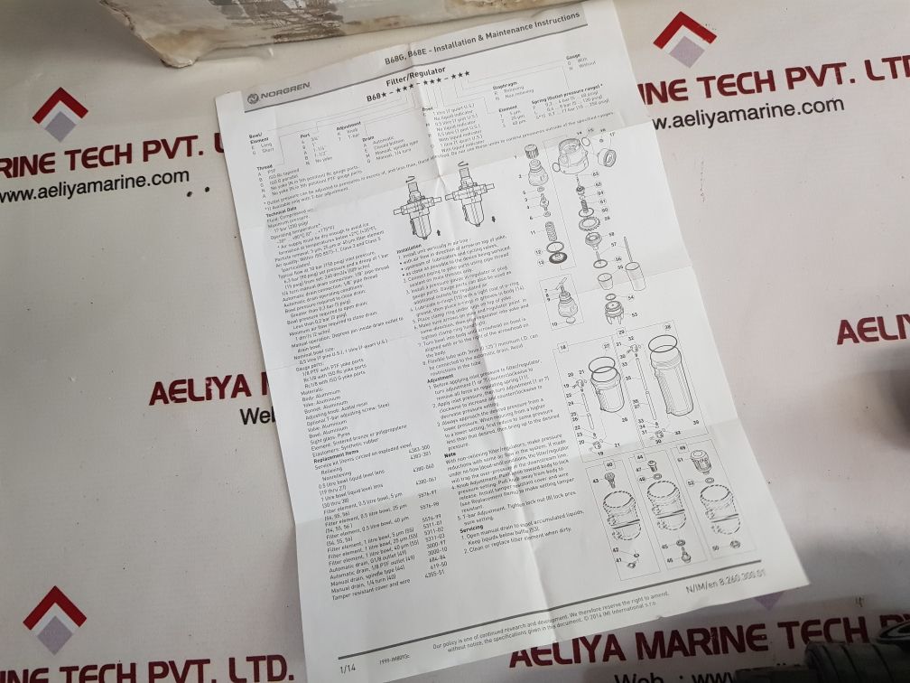 IMI NORGREN B68G-NNK-AR3-RLN HIGH FLOW AUTOMATIC DRAIN FILTER REGULATOR
