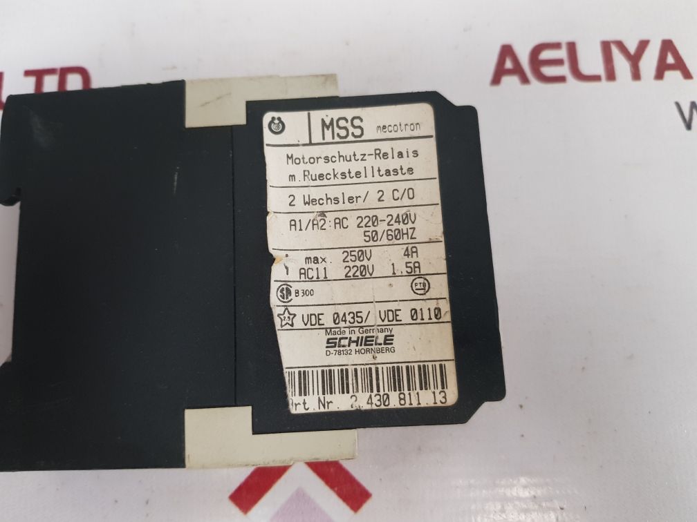 SCHIELE MECOTRON MSS MOTOR PROTECTION RELAY 2.430.811.13