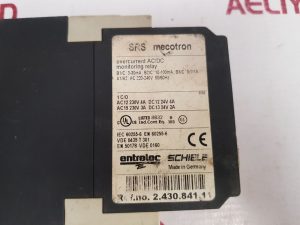 ENTRELEC SCHIELE SRS MECOTRON OVERCURRENT AC/DC MONITORING RELAY 2.430.841.11