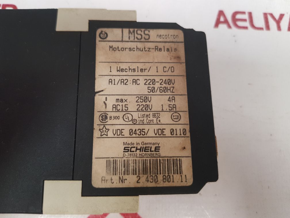 SCHIELE MSS 2.430.801.11 MECOTRON MOTOR PROTECTION RELAY
