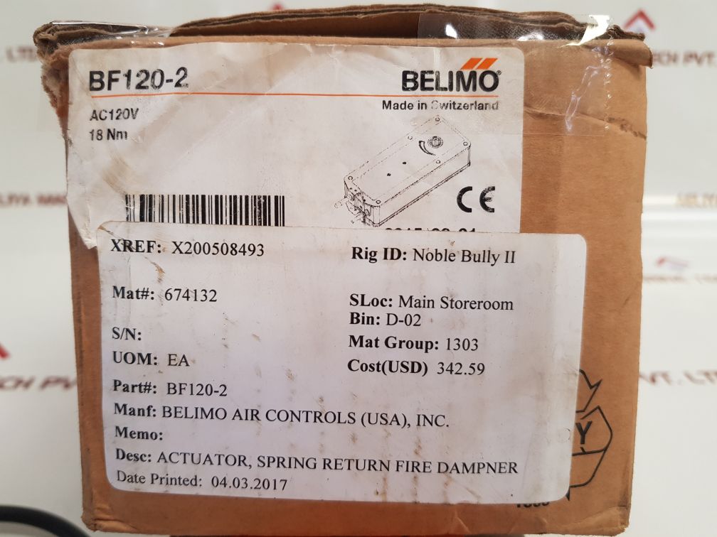 BELIMO BF120-2 FIRE AND SMOKE DAMPER ACTUATOR