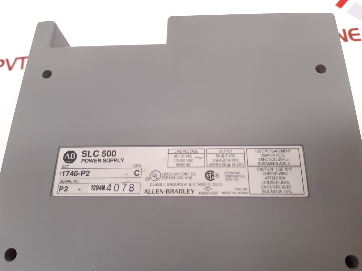 ALLEN-BRADLEY SLC 500 1746-P2 POWER SUPPLY PSA20232-3A M