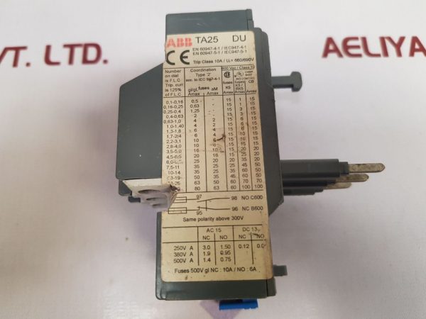 ABB TA25DU THERMAL OVERLOAD RELAY