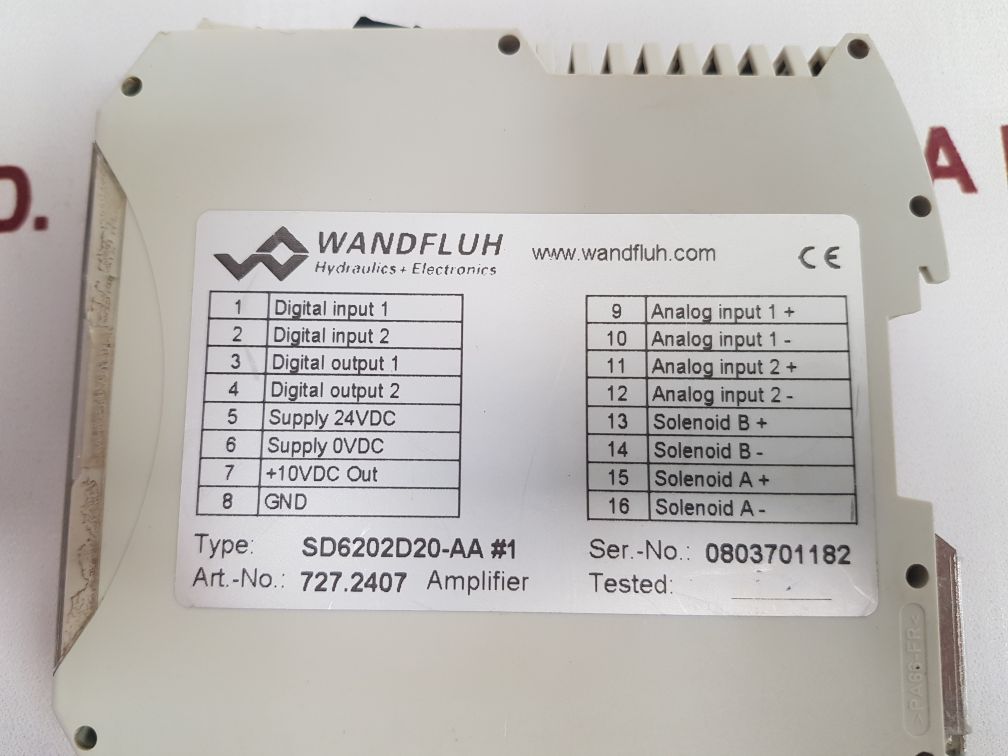WANDFLUH 727.2407 AMPLIFIER AND CONTROLLER SD6202D20-AA #1