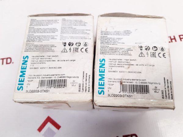 SIEMENS 3LD2203-0TK51 MAIN AND EMERGENCY OFF SWITCH
