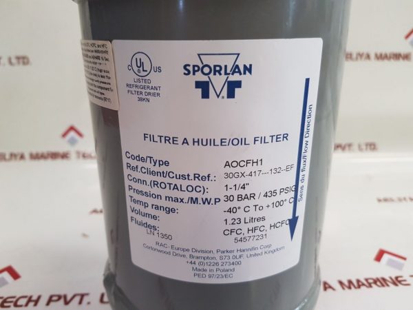 SPORLAN AOCFH1 OIL FILTER