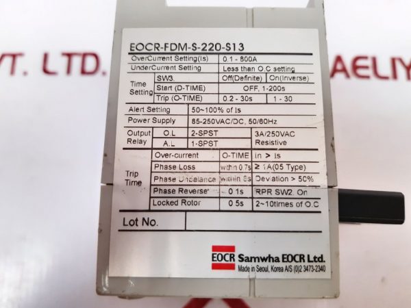 EOCR SAMWHA EOCR EOCR-FDM-S-220-S13 EOCR-ELECTRONIC OVER-CURRENT RELAY