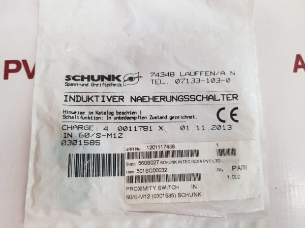 SCHUNK 0301585 INDUCTIVE PROXIMITY SWITCH