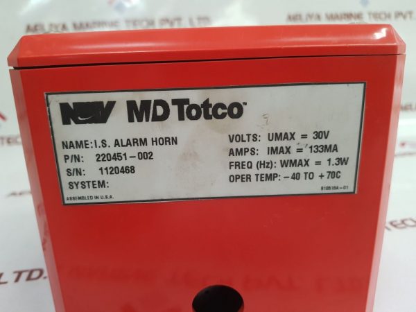 NOV MD TOTCO 220451-002 I.S. ALARM HORN