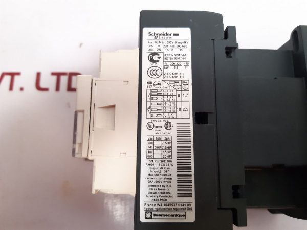 SCHNEIDER ELECTRIC LC1D25 CONTACTOR 2F0929 52