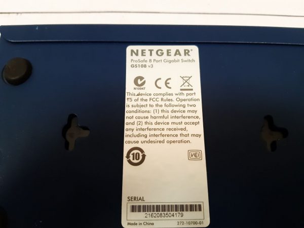 NETGEAR GS108 PROSAFE 8 PORT GIGABIT SWITCH