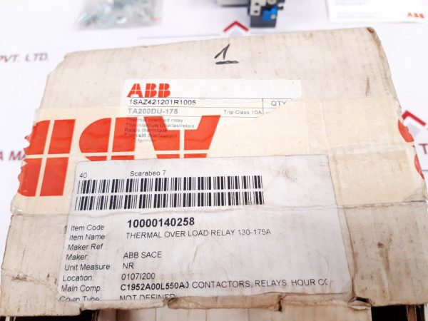 ABB TA200DU THERMAL OVERLOAD RELAY