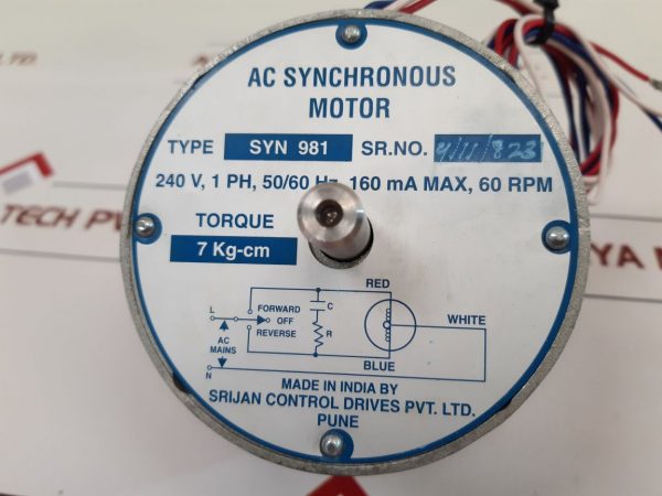 SRIJAN CONTROL DRIVES SYN 981 AC SYNCHRONOUS MOTOR