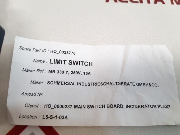 SCHMERSAL MR 330-11Y-M20 LIMIT SWITCH