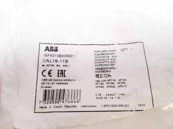 ABB CAL19-11B AUXILIARY CONTACT BLOCK