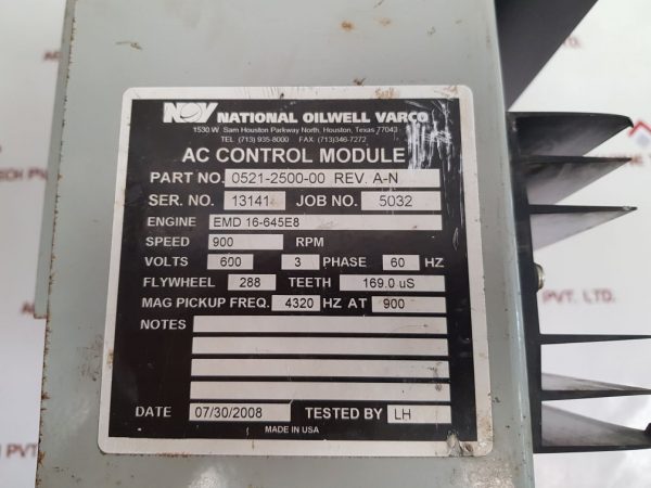 NATIONAL OILWELL VARCO 0521-2500-00 AC CONTROL MODULE