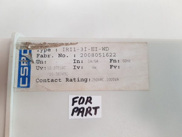 CONTROLS & SWITCHGEAR IRI1-3I-EI-WD RELAY