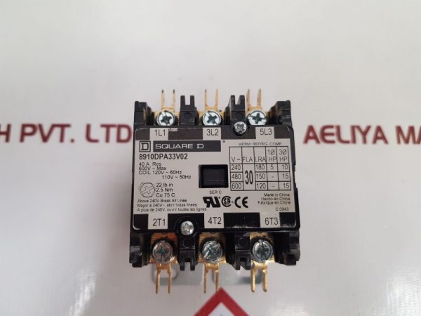 SCHNEIDER ELECTRIC SQUARE D 8910DPA33V02 CONTACTOR