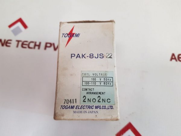 TOGAMI ELECTRIC PAK SERIES PAK-8JS22(2A2B) MAGNETIC CONTROL RELAY