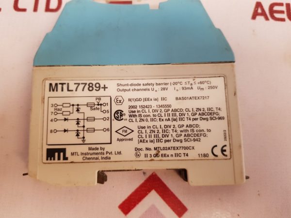 MTL INSTRUMENTS MTL7789+ SHUNT-DIODE SAFETY BARRIER 2922/2