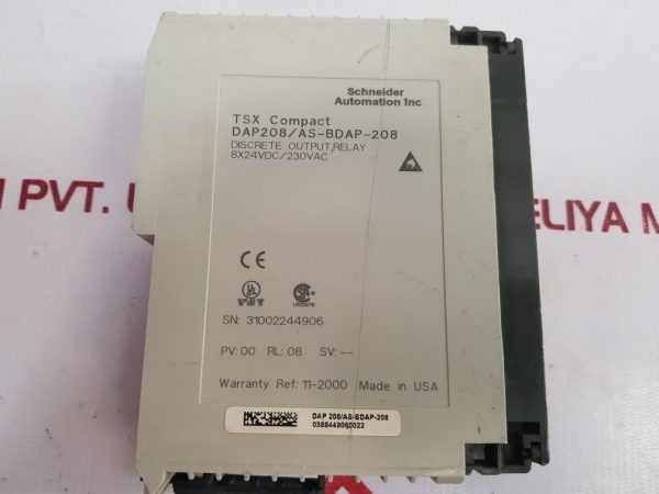 SCHNEIDER TSX COMPACT DAP 208 DISCRETE OUTPUT RELAY DAP208/AS-BDAP-208