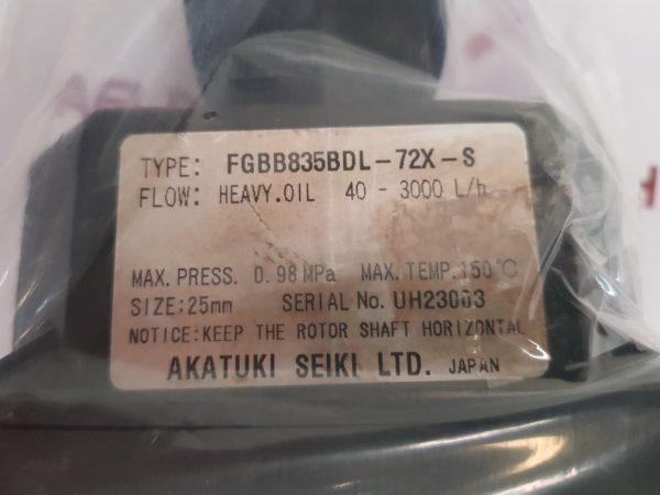 AKATUKI SEIKI FGBB835BDL-72X-S FLOWMETER