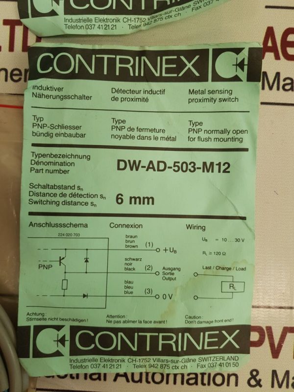 CONTRINEX DW-AD-503-M12 METAL SENSING PROXIMITY SWITCH
