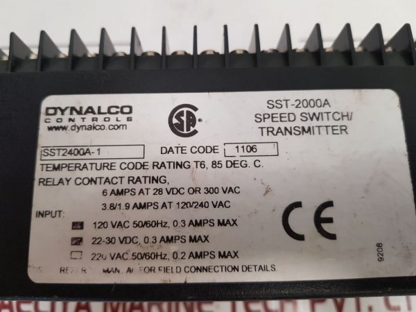 DYNALCO CONTROLS SST2400A-1 SPEED SWITCH/TRANSMITTER SST-2000A/SST2400A