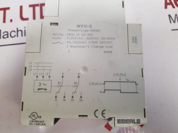 EBERLE WPH-2 3 PHASE SEQUENCE RELAY 0800 23 162 300