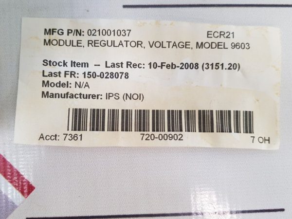 INTEGRATED POWER SYSTEMS 9136301101 VOLTAGE REGULATOR MODULE I016-009603