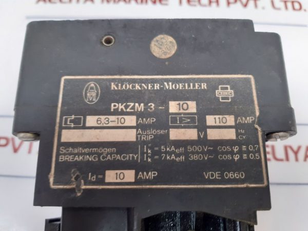 KLOCKNER-MOELLER PKZM3-10 THERMAL MAGNETIC CIRCUIT BREAKER