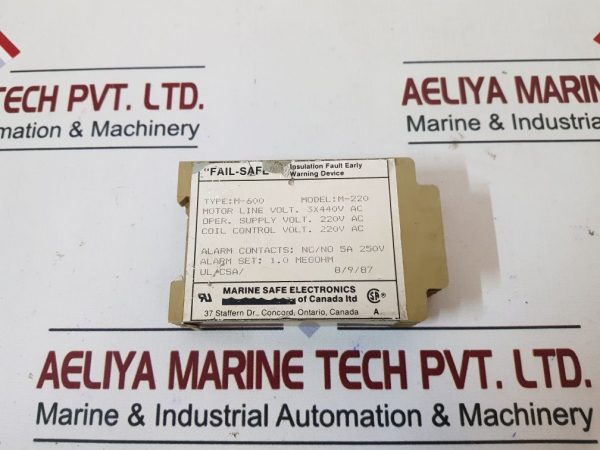 MARINE FAIL-SAFE ELECTRONICS M-600 INSULATION FAULT DEVICE