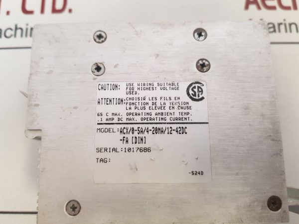 MOORE ACX/0-5A/4-20MA/12-42DC-FA [DIN] AC CURRENT TRANSMITTER