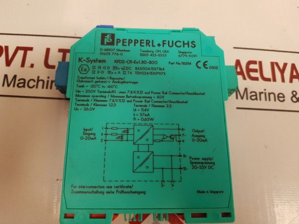 PEPPERL+FUCHS K-SYSTEM KFD2-CR-EX1.30-300 TRANSFORMER ISOLATED REPEATER 116314