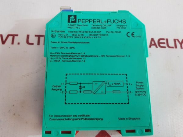 PEPPERL+FUCHS K-SYSTEM KFD2-SD-EX1.48-90A SOLENOID DRIVER 72046