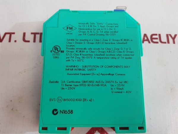 PEPPERL+FUCHS K-SYSTEM KFD2-SD-EX1.48-90A SOLENOID DRIVER 72046