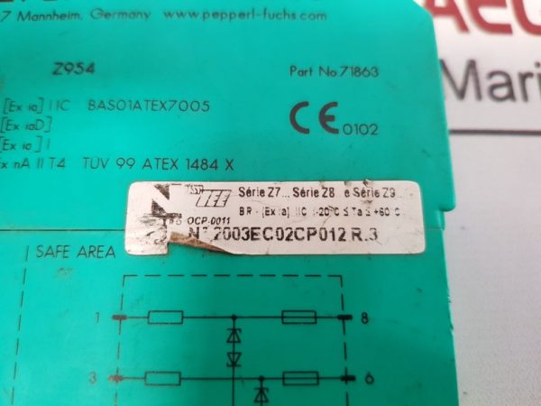 PEPPERL+FUCHS Z-SYSTEM Z954 SAFETY BARRIER 71863