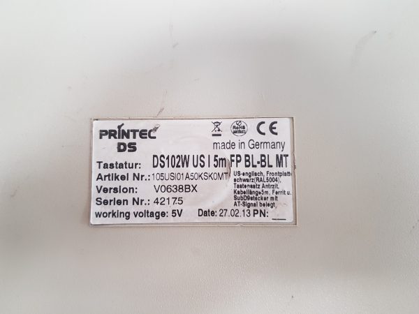 PRINTEC DS102W US I 5M FP BL-BL MT KEYBOARD