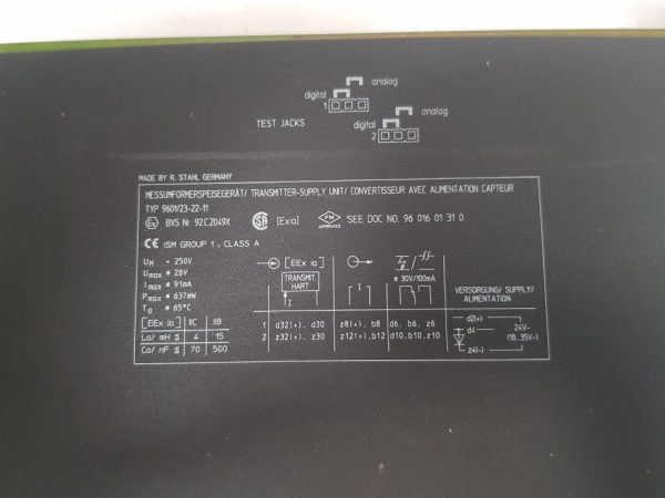 R. STAHL 9601 TRANSMITTER-SUPPLY UNIT 9601/23-22-11