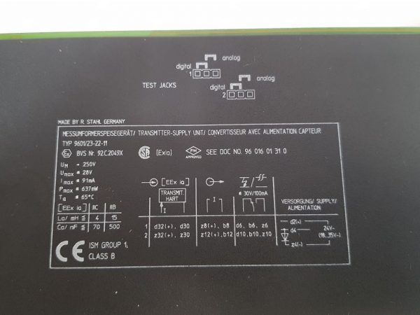 R. STAHL 9601 TRANSMITTER-SUPPLY UNIT 9601/23-22-11