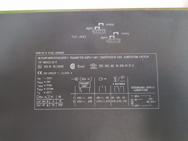 R. STAHL 9601 TRANSMITTER-SUPPLY UNIT 9601/23-22-11