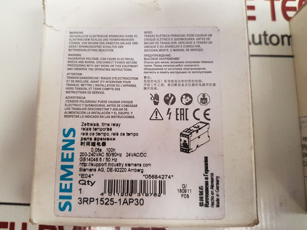SIEMENS SIRIUS 3RP1525-1AP30 TIME RELAY
