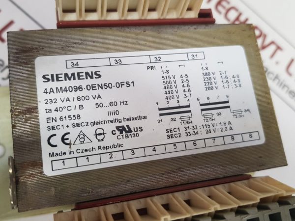 SIEMENS 4AM4096-0EN50-0FS1 ISOLATION TRANSFORMER